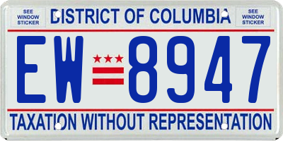 DC license plate EW8947