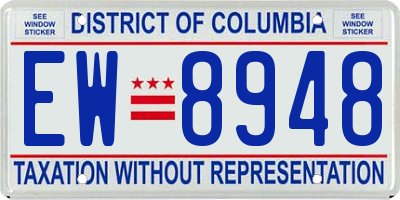 DC license plate EW8948