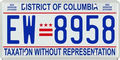 DC license plate EW8958