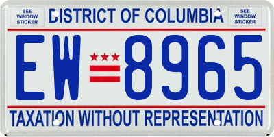 DC license plate EW8965