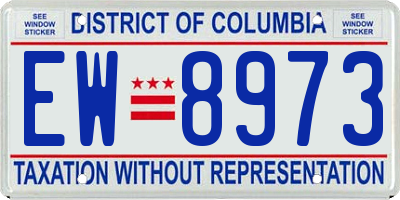DC license plate EW8973