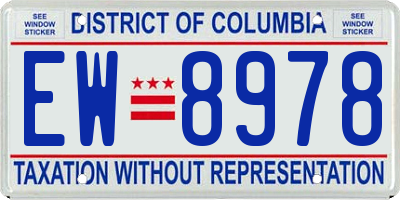 DC license plate EW8978