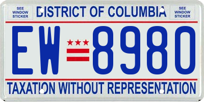 DC license plate EW8980