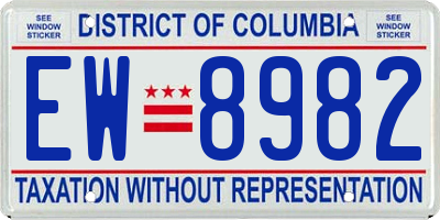 DC license plate EW8982