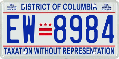 DC license plate EW8984