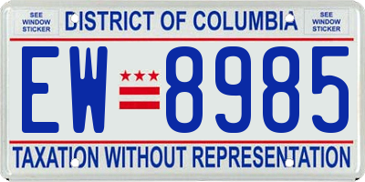 DC license plate EW8985