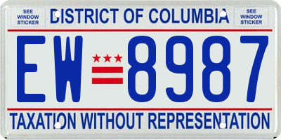 DC license plate EW8987