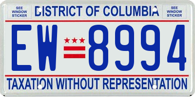 DC license plate EW8994