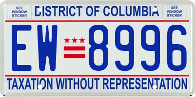 DC license plate EW8996
