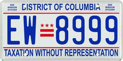 DC license plate EW8999