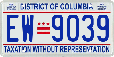 DC license plate EW9039