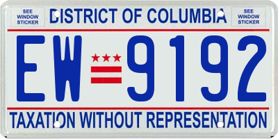 DC license plate EW9192