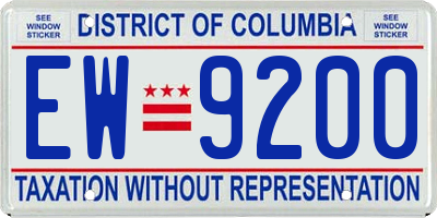 DC license plate EW9200