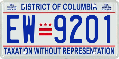 DC license plate EW9201