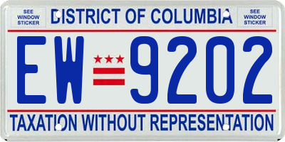 DC license plate EW9202