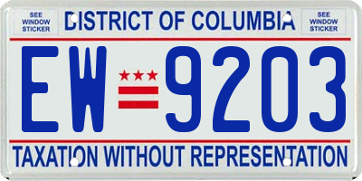 DC license plate EW9203
