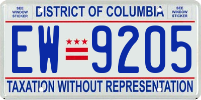 DC license plate EW9205