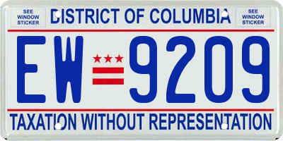 DC license plate EW9209