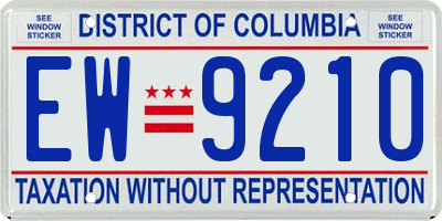 DC license plate EW9210