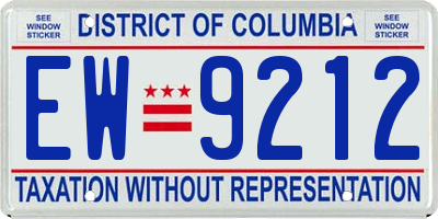 DC license plate EW9212