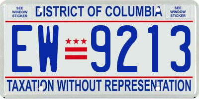 DC license plate EW9213