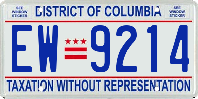 DC license plate EW9214