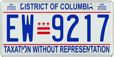 DC license plate EW9217