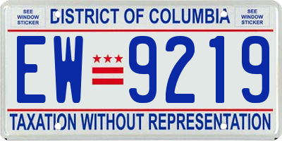 DC license plate EW9219
