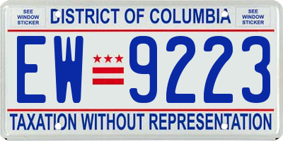 DC license plate EW9223