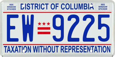DC license plate EW9225