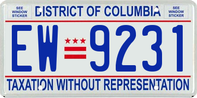 DC license plate EW9231