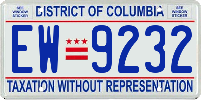 DC license plate EW9232