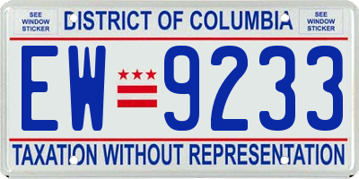 DC license plate EW9233