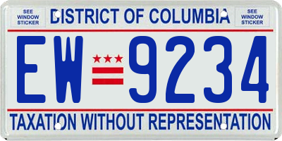 DC license plate EW9234