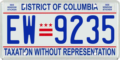 DC license plate EW9235