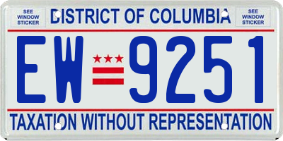 DC license plate EW9251