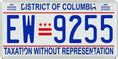 DC license plate EW9255