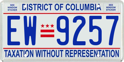 DC license plate EW9257