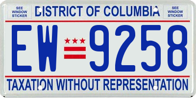 DC license plate EW9258