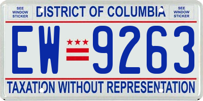 DC license plate EW9263