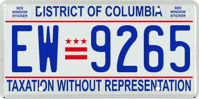 DC license plate EW9265