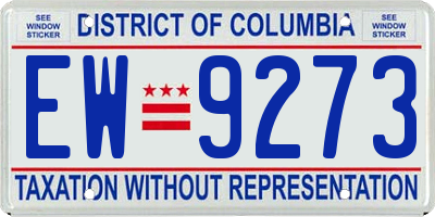 DC license plate EW9273