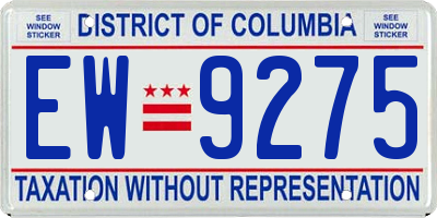 DC license plate EW9275