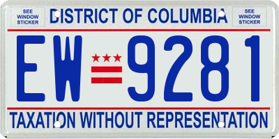 DC license plate EW9281