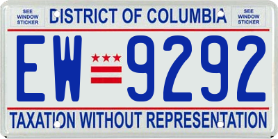 DC license plate EW9292