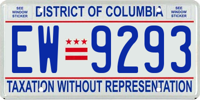 DC license plate EW9293