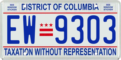 DC license plate EW9303