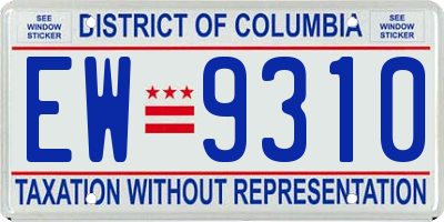 DC license plate EW9310