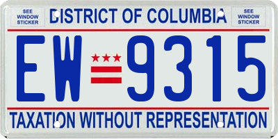 DC license plate EW9315