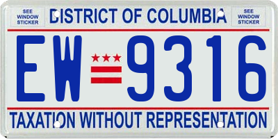 DC license plate EW9316